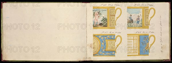 Honoré porcelain sample catalog, Honoré, Firm, 19th century, watercolor, gouache, ink, graphite, ca. 1800-1820, The manuscript