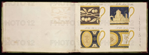 Honoré porcelain sample catalog, Honoré, Firm, 19th century, watercolor, gouache, ink, graphite, ca. 1800-1820, The manuscript