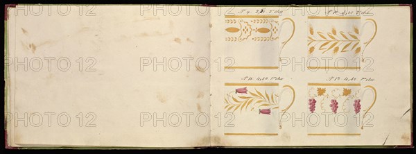 Honoré porcelain sample catalog, Honoré, Firm, 19th century, watercolor, gouache, ink, graphite, ca. 1800-1820, The manuscript