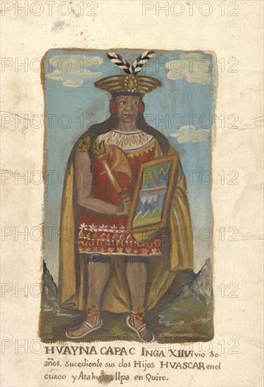 Portraits of Inca kings and an Inca queen, oil on vellum, not before 1825, full-length portraits of Inca rulers