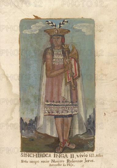 Portraits of Inca kings and an Inca queen, oil on vellum, not before 1825, full-length portraits of Inca rulers