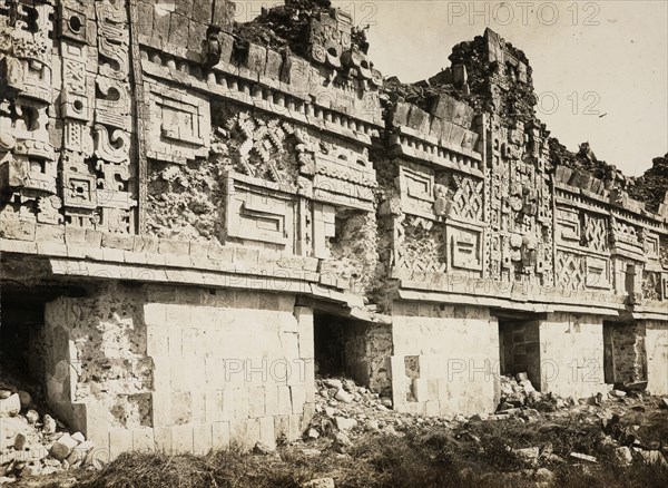 Nunnery complex, Uxmal, Mexico): detail of facade frieze, Views of Aztec, Maya, and Zapotec ruins in Mexico, Charnay, Désiré