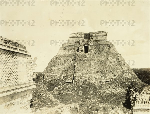 Tone de Adivino, Uxmal, Views of Aztec, Maya, and Zapotec ruins in Mexico, Charnay, Désiré, 1828-1915, Gelatin developing