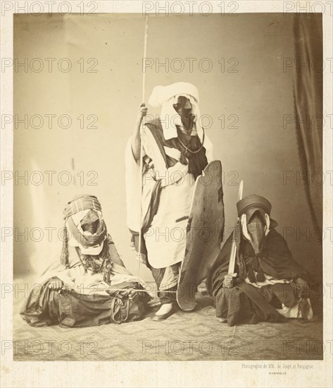 Touareg chiefs on a visit to Marseilles, 1862, orientalist photography, De Jongh and Bargignac, Albumen, 1862, Photographie