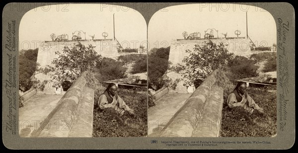 Imperial Observatory, one of Peking's famous sights on the eastern wall, China, Underwood and Underwood, Gelatin silver, 1900