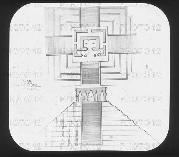 Plan of El Castillo, Chichén Itzá, Augustus and Alice Dixon Le Plongeon papers, 1763-1937, bulk 1860-1910, Le Plongeon, Augustus