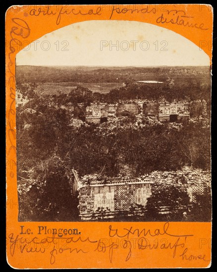 Photograph 2/3 forming a panorama of Uxmal, Augustus and Alice Dixon Le Plongeon papers, 1763-1937, bulk 1860-1910, Albumen