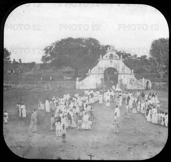 Procession at a hacienda, Yucatán, Augustus and Alice Dixon Le Plongeon papers, 1763-1937, bulk 1860-1910, Le Plongeon, Augustus