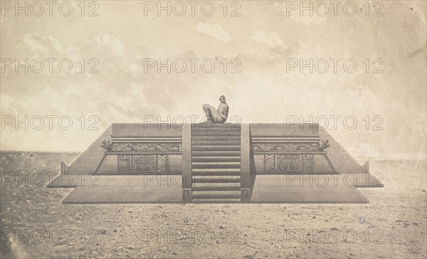 Restoration of the Platform of Venus with Chachmool, Chichén Itzá, Augustus and Alice Dixon Le Plongeon papers, circa 1841-1937