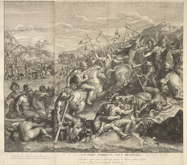 Crossing of the Granicus: detail, Battles of Alexander, Audran, Gérard, 1640-1703, Le Brun, Charles, 1619-1690, Etching