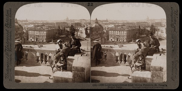 Rome, Looking southwest from Monte Pinoio to St. Peter's, Rome, Stereographic views of Italy, Underwood and Underwood, Underwood