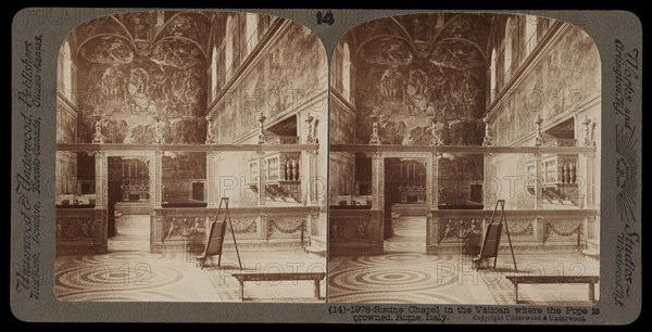 Sistine Chapel in the Vatican where the Pope is crowned, Stereographic views of Italy, Underwood and Underwood, Underwood, Bert
