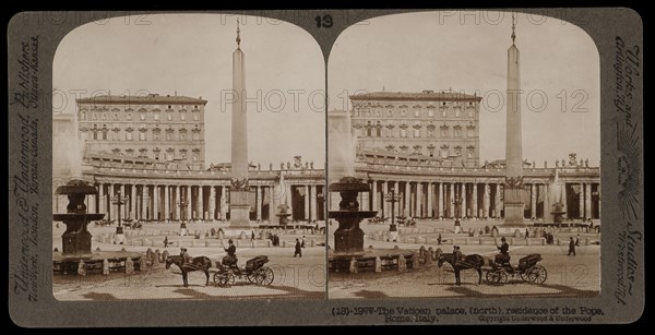 Vatican palace, residence of the Pope, Stereographic views of Italy, Underwood and Underwood, Underwood, Bert, 1862-1943