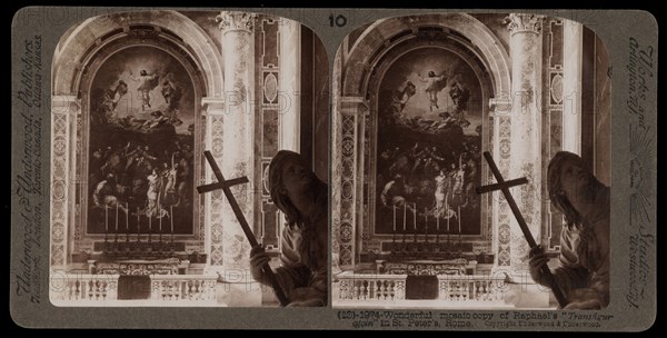 Mosaic copy of Raphael's Transfiguration in St. Peter's, Stereographic views of Italy, Underwood and Underwood, Underwood, Bert