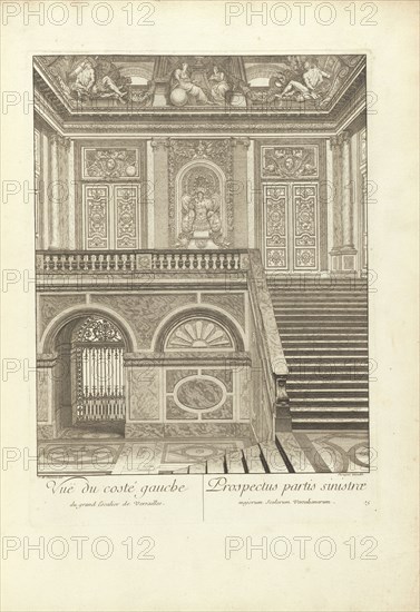 Vuë du costé gauche du grand escalier de Versailles, Grand escalier du Château de Versailles dit Escalier des ambassadeurs