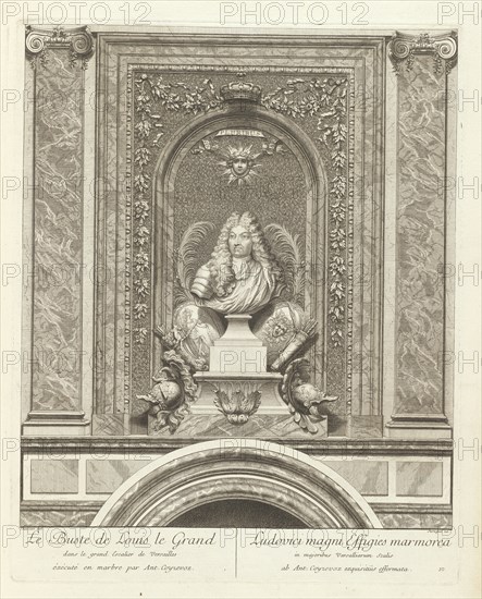 Le buste de Louis le Grand dans le grand escalier de Versailles éxécuté en marbre par Ant. Coyzevox, Grand escalier du Chateau