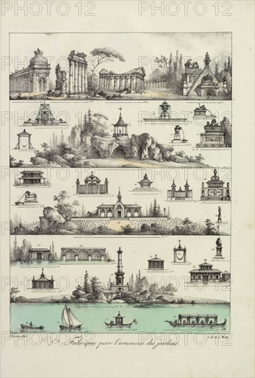 Fabriques pour l'ornement des jardins, Plans raisonnés de toutes les espèces de jardin, Motte, Charles Etienne Pierre, 1785-1836