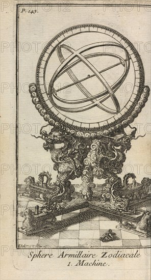 Sphere armillaire zodiacale, Nouveaux memoires sur l'etat present de la Chine, Ertinger, Franz, 1640-ca.1710, Le Comte, Louis