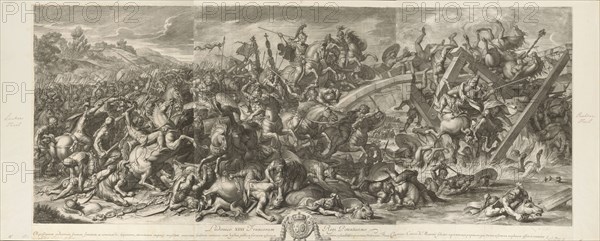 Battle at the Milvian Bridge, Audran, Gérard, 1640-1703, after Le Brun, Charles, 1619-1690, Etching and engraving, 1666