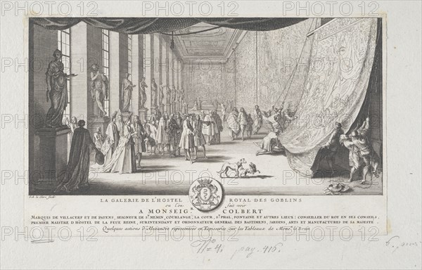 Title plate, La galerie de l'hostel royal des Goblins ou l'on fait voir a monseig.r Colbert, quelques actions d'Alexandre