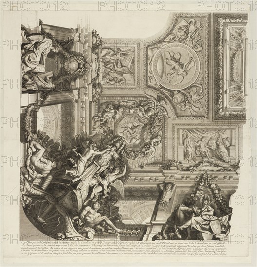 L'Europe, Le grand escalier de Versailles, Le Brun, Charles, 1619-1690, Baudet, Etienne, 1638-1711, Etching, engraving