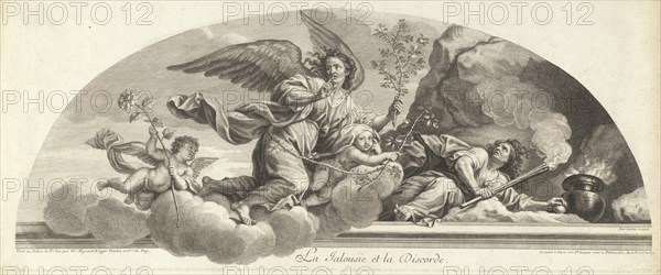 La Jalousie et la Discorde, Engravings of frescoes at Versailles and St. Cloud, Audran, Gandérard, 1640-1703, Audran, Jean, 1667