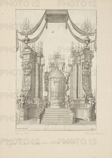 Catafalque, Collection of festival prints, 1530-1887, Bartoli, Pietro Santi, 1635-1700, Ferri, Antonio, d. 1716, Engraving