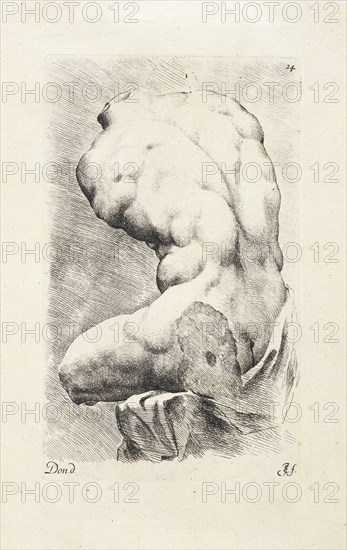 Belvedere torso, 3/4 rear view, Signorvm vetervm icones, Bisschop, Jan de, 1628-1671, Doncker, Pieter Paul, Etching, between