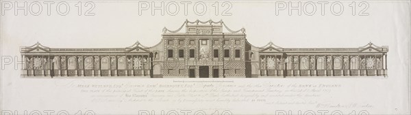 Plate of the principal Front of the Bank showing the disposition of the Lamps and Transparent Paintings on the 24 of April 1789