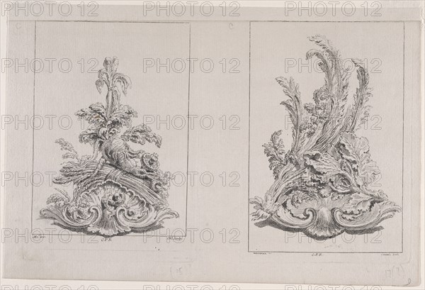 Plates C15 and C17 from the Livre de légumes inventées et dessinées par J. Me.r, Chedel, Pierre Quentin, 1705-1763, Huquier