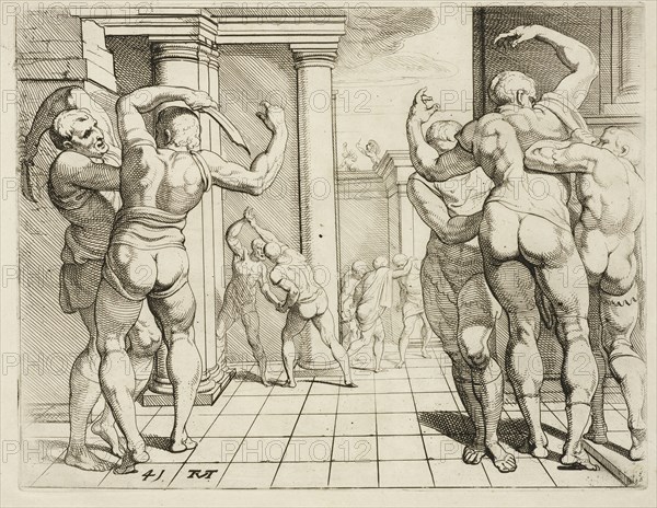 Scene from the Galerie d'Ulysse in Fontainebleau, Les trauaux d'Vlysse, Abate, Nicolò dell', ca. 1509-1571, Primaticcio