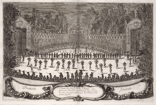 Première journée, Les plaisirs de l'isle enchantée: course de bague: collation ornée de machines, comedie, meslée de danse