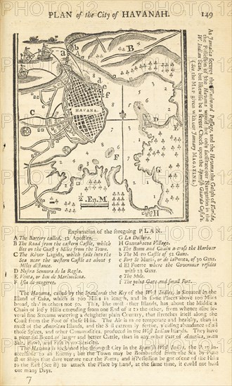 Plan of the City of Havanah, Woodcut, 1740 March, Page 149, Plan of the City of Havanah, with, an Explanation of the foregoing