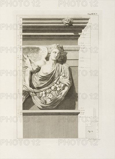 The external mouldings of the Tower of the Winds, The antiquities of Athens, Basire, James, the Elder, 1730-1802, Revett