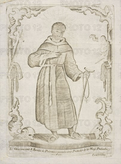 El gloriosissimo S. Benito de Palermo, Collection of Mexican religious engravings, 1700-1830, St. Benito