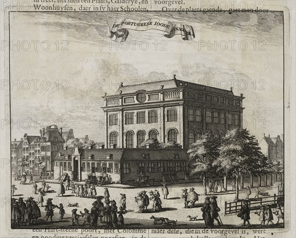 De Portugeese Joode Synagoge, Beschryvinge van Amsterdam, Commelin, Casparus, 1636-1693, Engraving, 1694