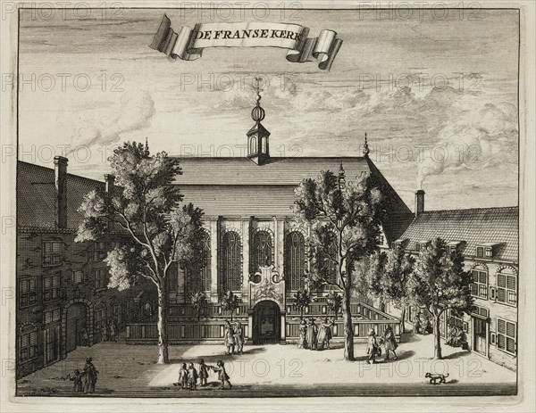 De Franse Kerk, Beschryvinge van Amsterdam, Commelin, Casparus, 1636-1693, Engraving, 1694, Illustration on page 480