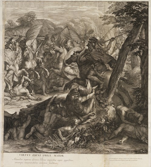 Crossing of the Granicus: detail, Battles of Alexander, Audran, Gérard, 1640-1703, Le Brun, Charles, 1619-1690, Etching