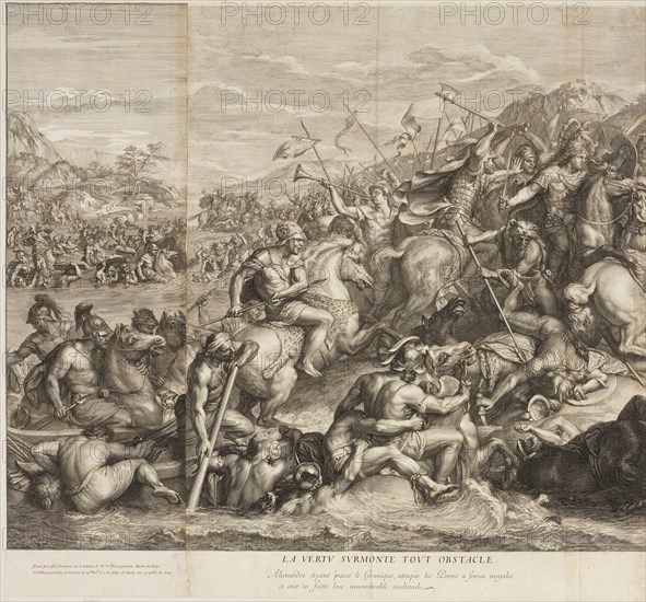 Crossing of the Granicus: detail, Battles of Alexander, Audran, Gérard, 1640-1703, Le Brun, Charles, 1619-1690, Etching