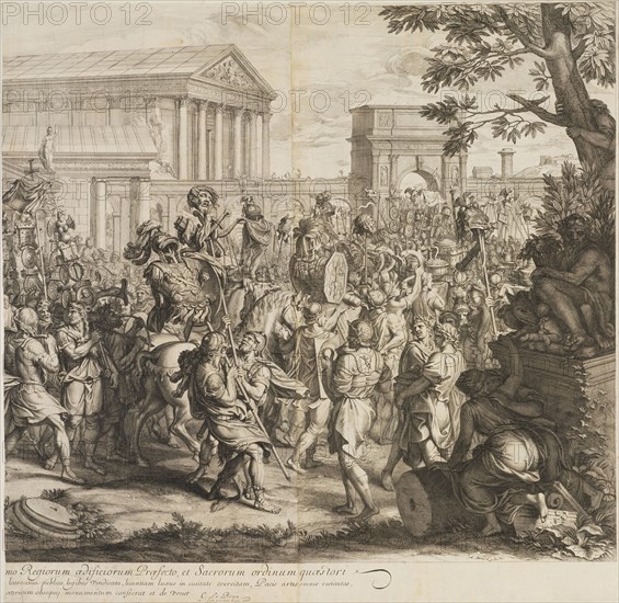 Triumph of Constantine: detail right side, Audran, Gérard, 1640-1703, Le Brun, Charles, 1619-1690, Etching, engraving