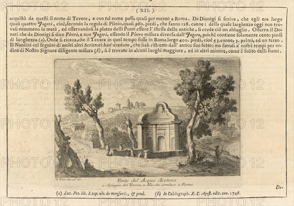 Fonte del Acqua Acetosa, Delle magnificenze di Roma antica e moderna, Vasi, Giuseppe, 1710-1782, Engraving, 1747-1761, Page, 12