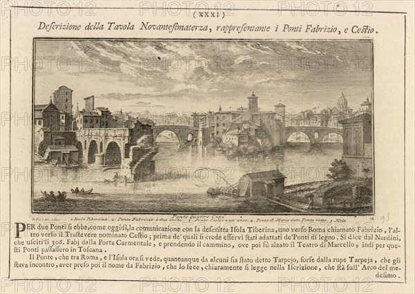 Ponte Quattro Capi, Delle magnificenze di Roma antica e moderna, Vasi, Giuseppe, 1710-1782, Engraving, 1747-1761, Page, 31