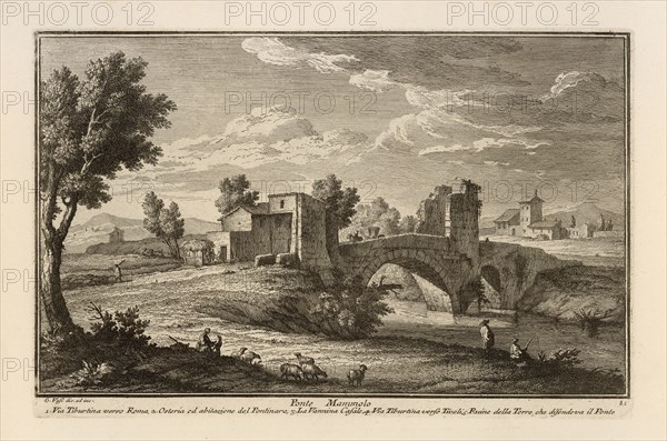 Ponte Mammolo, Delle magnificenze di Roma antica e moderna, Vasi, Giuseppe, 1710-1782, Engraving, 1747-1761, plate 81, volume 5