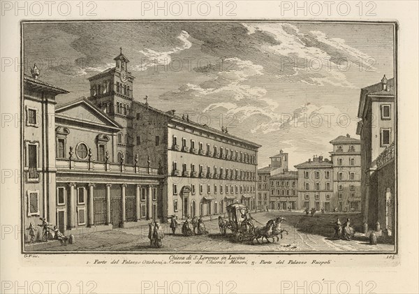 Chiesa di S. Lorenzo in Lucina, Delle magnificenze di Roma antica e moderna, Vasi, Giuseppe, 1710-1782, Engraving, 1747-1761