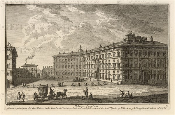 Palazzo Borghese, Delle magnificenze di Roma antica e moderna, Vasi, Giuseppe, 1710-1782, Engraving, 1747-1761, Plate 69 in