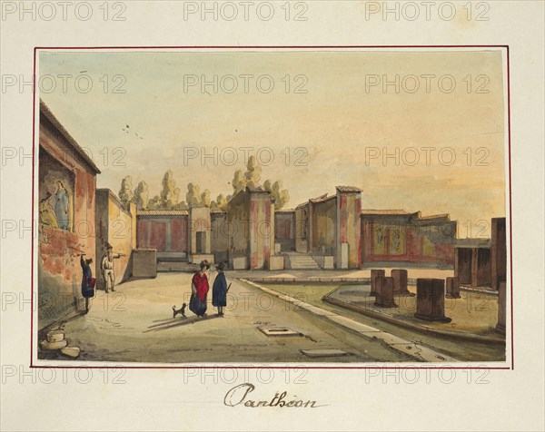 Pantheon, Pompei, Unknown, Watercolor, ca. 1840?, Macellum, VII 9, 7