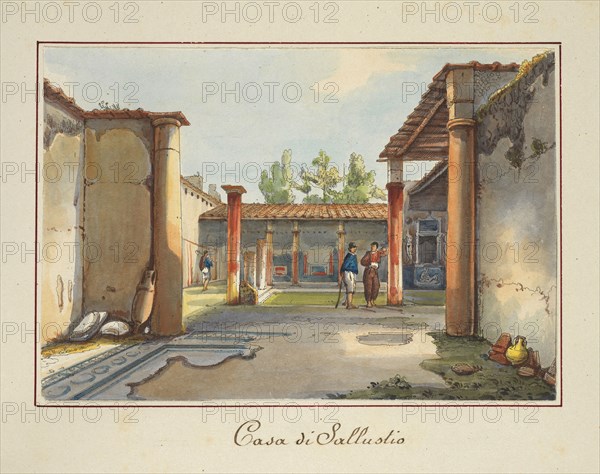 Casa di Sallustio, Pompei, Unknown, Watercolor, ca. 1840?, House VI 2, 4