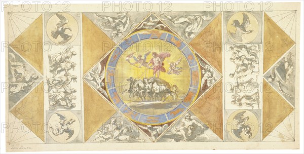 Unexecuted ceiling design for the Stanza del Sole, Antonio Asprucci architectural drawings for the Villa Borghese, ca. 1770