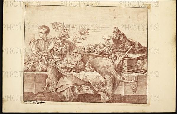 Catalogue raisonne et figure de ses tableaux, La Galerie Électorale de Düsseldorf, Pigage, Nicolas de, 1723-1796, Red crayon