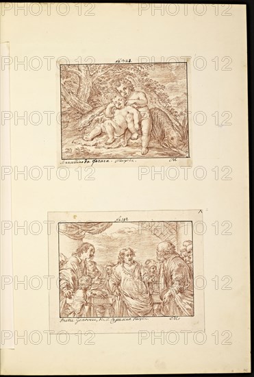 Catalogue raisonne et figure de ses tableaux, La Galerie Électorale de Düsseldorf, Pigage, Nicolas de, 1723-1796, Red crayon